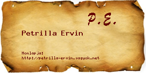Petrilla Ervin névjegykártya